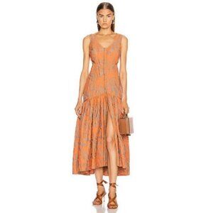 Alexis Garcelle Cotton Cutout Midi Dress In Amber / Size Medium
